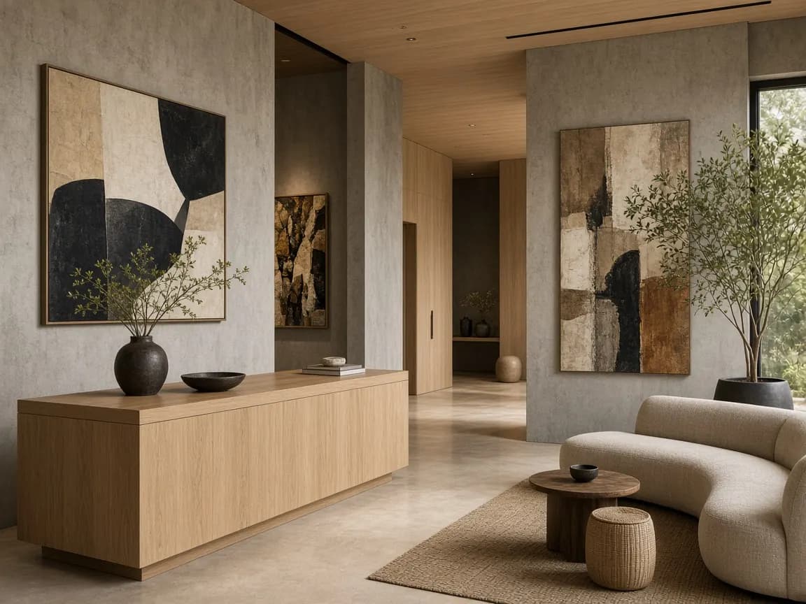 Recepción boutique con arte contemporáneo