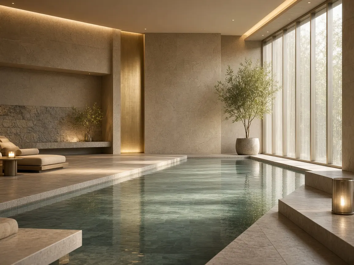 Piscina cubierta del spa urbano